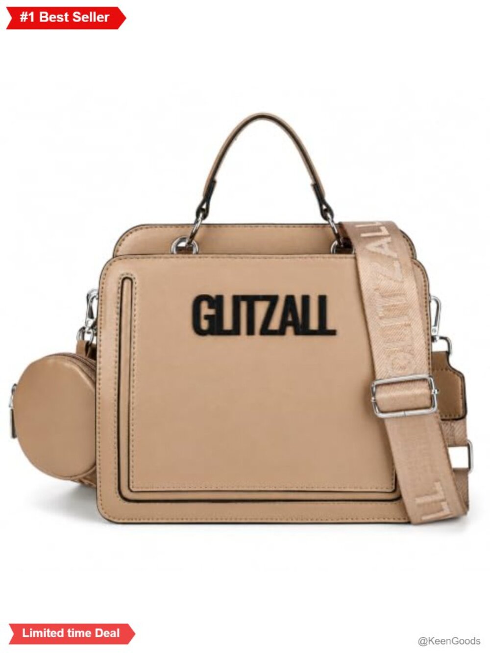 Faux Leather Structured Satchel Purse Detachable Coin Pouch Crossbody